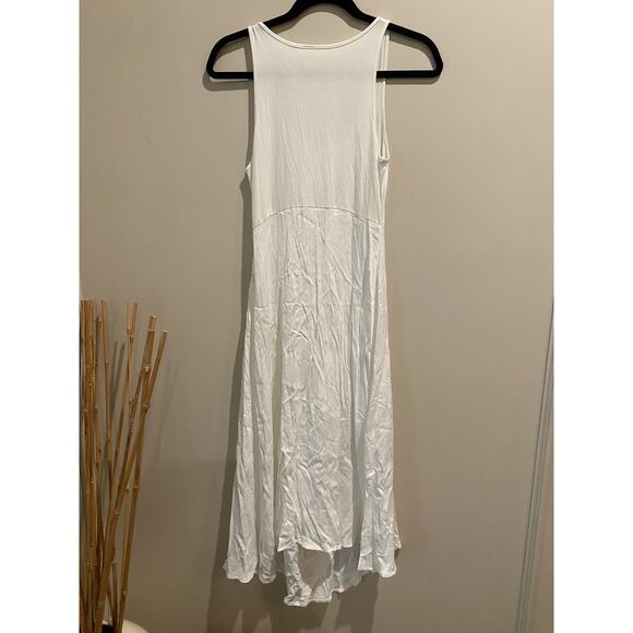 ANTHROPOLOGIE Asymmetrical XXS White Knit Satin Sleeveless Midi Dress Women - Picture 5 of 9